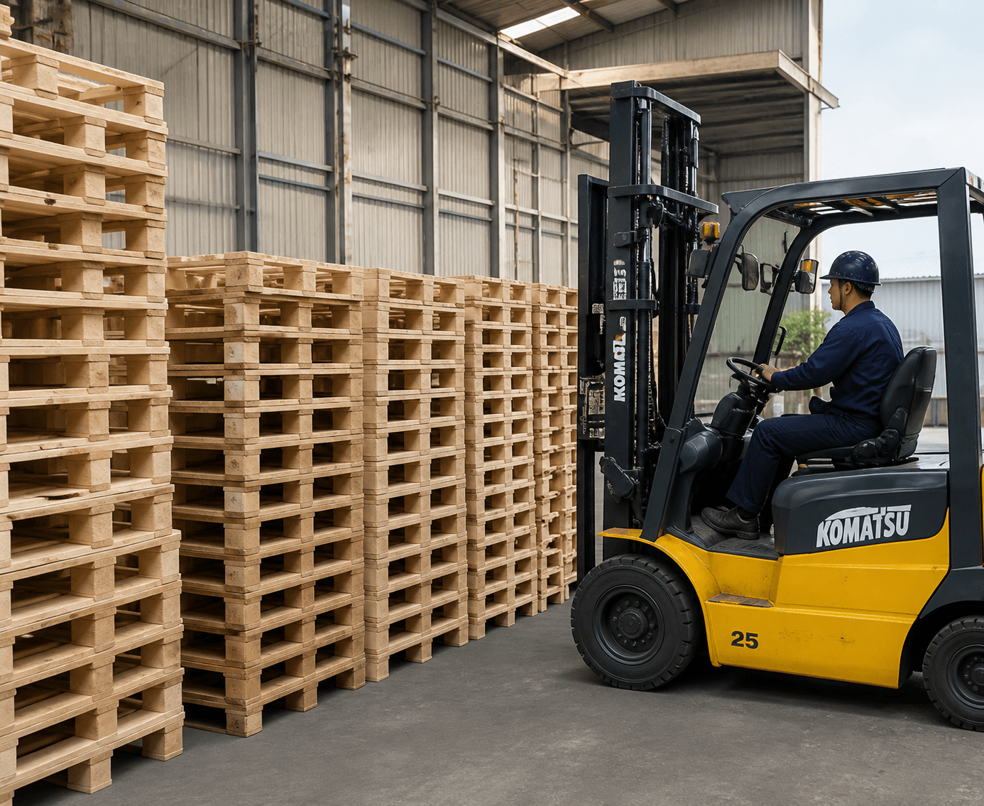 Xe nâng trong kho pallet